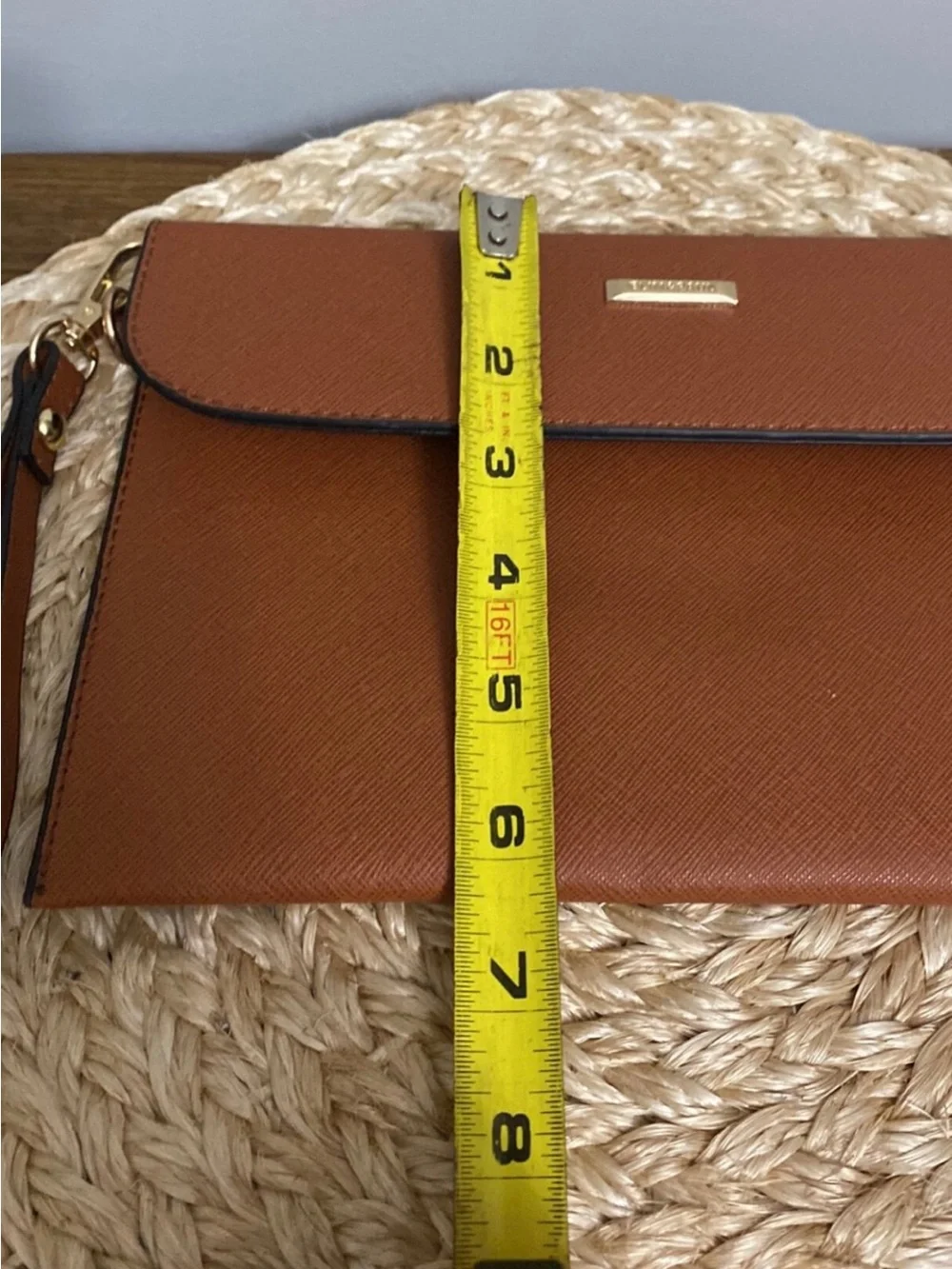 Sleek Brown Wristlet Clutch with Detachable Strap